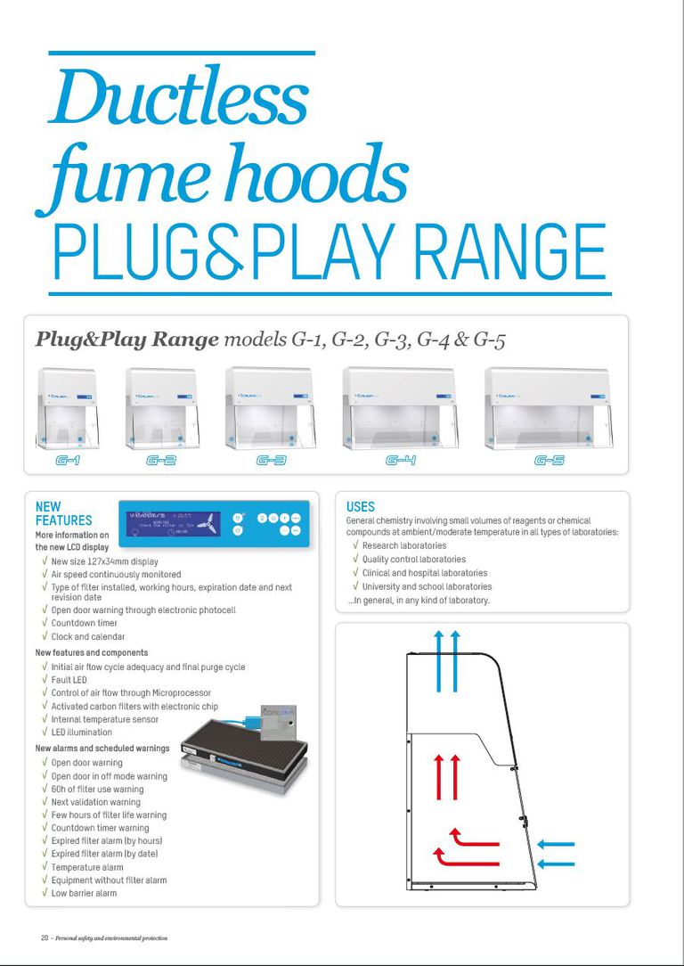 Ductless fume hoods PLUG&PLAY RANGE Features & Specification